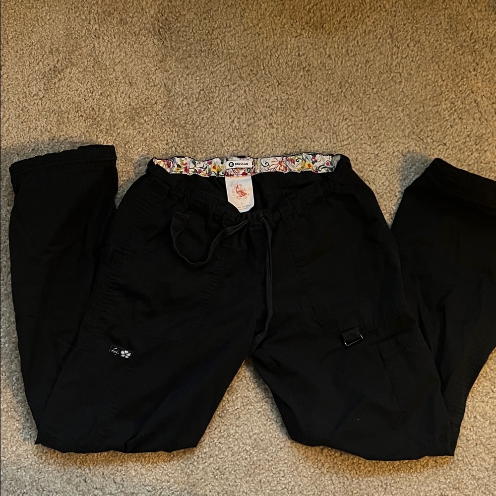 Black Cargo scrub Pants with Drawstring Waist